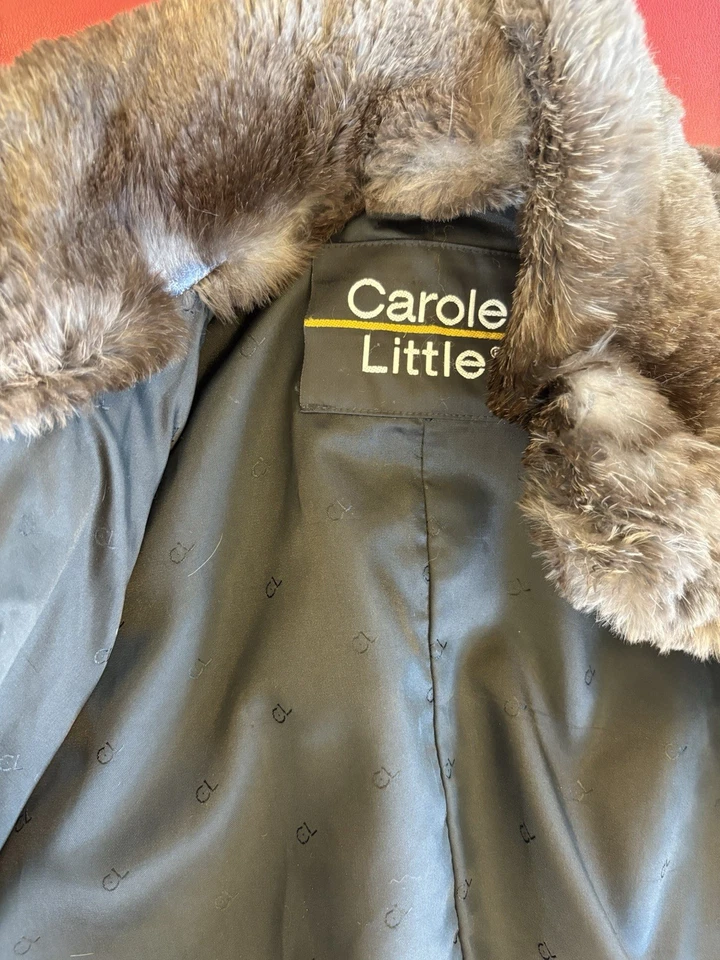 Carole Little 80s Woman's Vintage Designer Real Rabbit Fur Coat Animal Print Med - Image 2 of 4