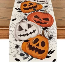 Halloween Decorations Pumpkins Spider Web Table Runner Kitchen Dinning 13"x72"