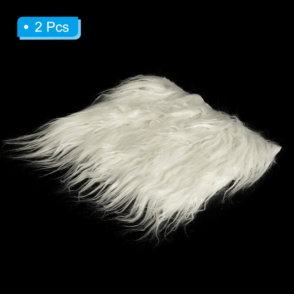 2 piezas parches cuadrados de tela de piel sintética de felpa, 10"x10" esponjosos de piel sintética cortes blancos Foto 3 de 4