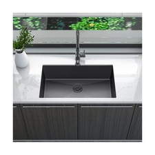 Sinber HU3219S-B 32" x 19" x 10" Undermount Single Bowl Kitchen Sink with 18 ...