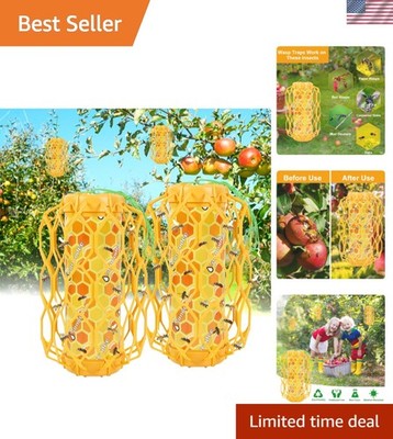 Orange 2 Pack Bee Trap - Reusable Wasp Catcher with Enhanced Glue Guard Design