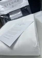 $810 SFERRA TESORO KING DUVET COVER LONG STAPLE COTTON WHITE HERRINGBONE 106x92”
