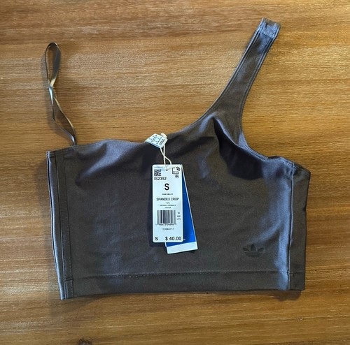 Adidas Originals Spandex Crop Top Charcoal Small Brand New with Tags