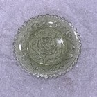 Jeannette or Tiara, Rare Mint Green Glass Dish • Embossed Rose Floral Plate • 4” — photo 1
