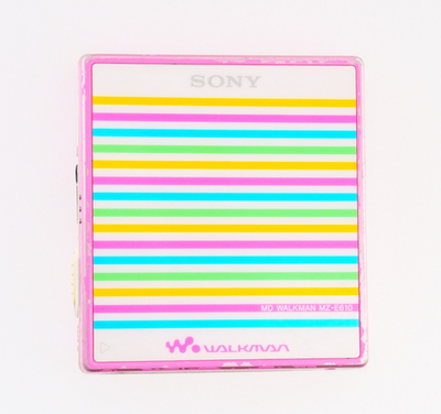 Sony MZ-E610 MiniDisc Player - Pink rainbow stripes Color [DEMO
