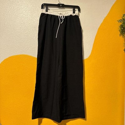 Black and white wide leg trousers