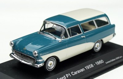 Opel Rekord P1 Caravan Bj. 1957-1962, Blue, Minichamps-Modell IN M.1: 43, Boxed