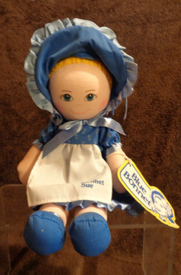 VINTAGE 1986 12'' DAKIN BLUE BONNET SUE PUPPE HERGESTELLT FÜR NABISCO - NEU MIT ORIGINAL ETIKETT