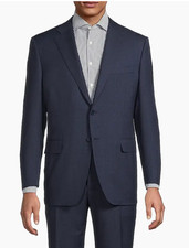 Canali Men's Navy Black Micro Check Wool Classic Fit Sport Coat Jacket 46R IT56