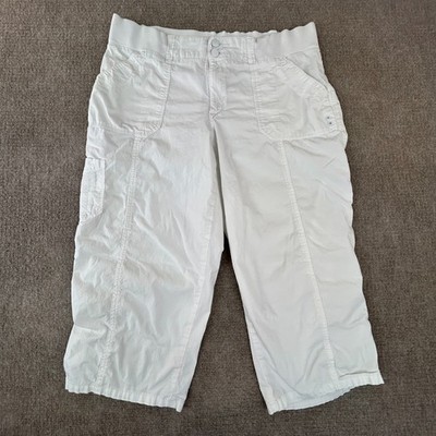Gloria Vanderbilt Villa Missy Cargo Capri Pants Womens 8 White Knit Straight Leg