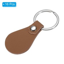 16pcs Leather Key Fob Kit PU Leather Key Fob Blanks with Key Rings Dark Brown @