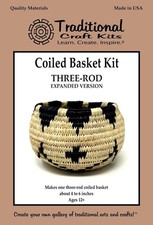 Coiled Basket Weaving Kit Three-Rod, Expanded 4 to 6 inches wide, Natural