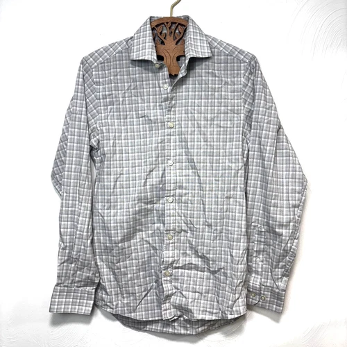Awearness Kenneth Cole Button Down Shirt Stretch Extreme Slim Fit Gray Mens 14.5