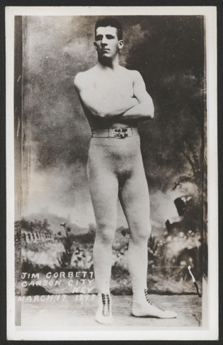 1930s 2nd Gen RPPC - 1897 Jim Corbett Carson City Fight - Picture 1 of 1