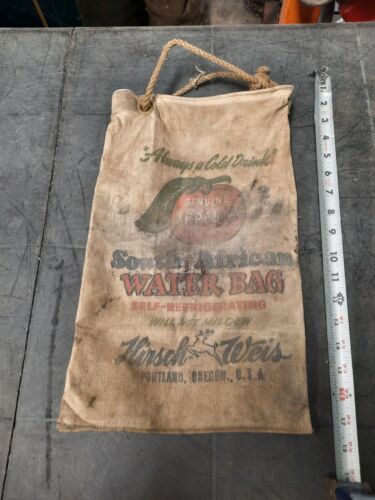 Antique ADVERTISING SOUTH AFRICAN Self Cooling Water Bag HIRSCH-WEIS Vtg Auto