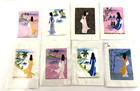 Lot of 8 NEW Japanese Style Greeting Cards Silk Fabric Blank Inside w/Envelopes