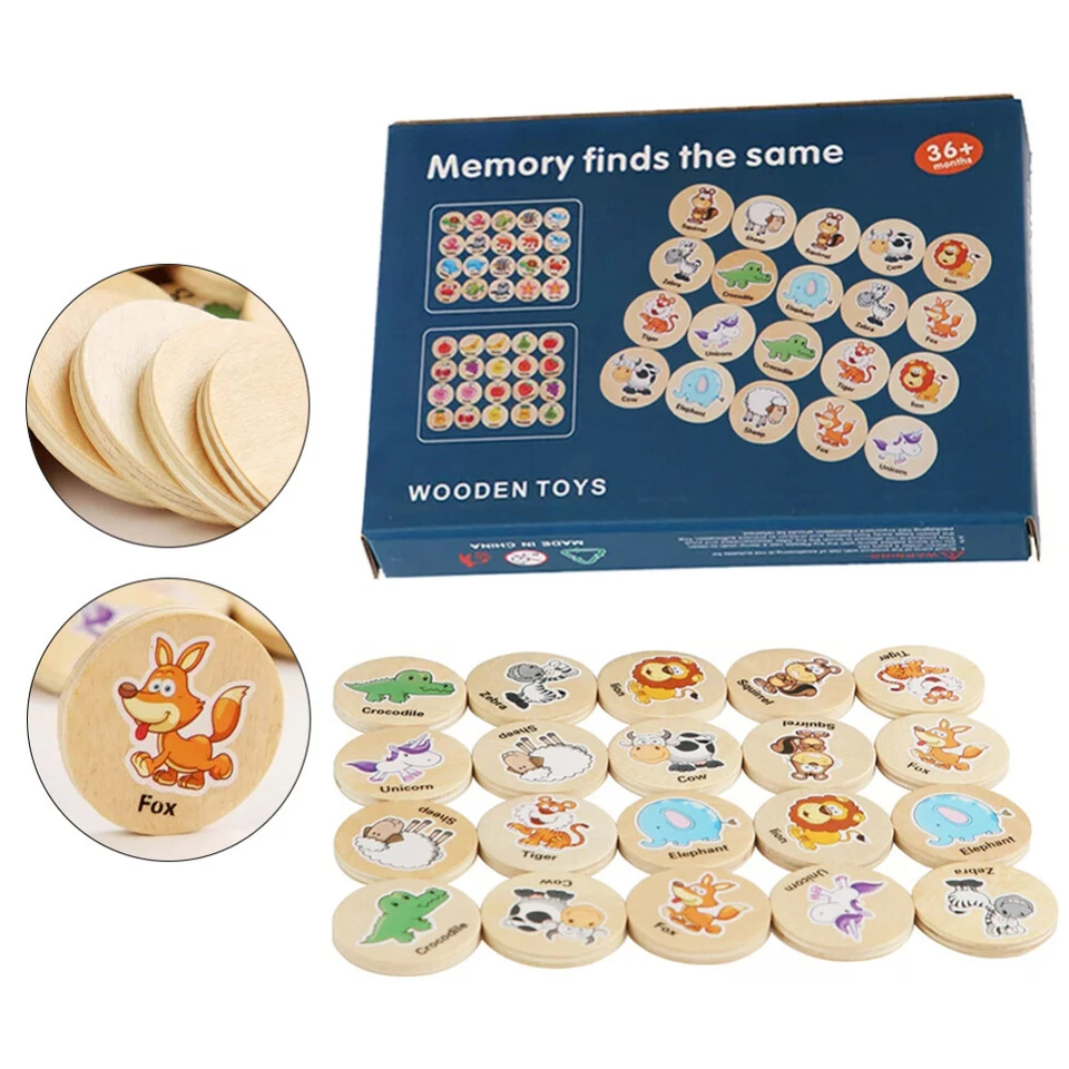 Memory Game Card Matching Wooden Game Board Color Forest Puzzles - Image 2 of 4