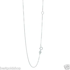 Solid Box Chain Necklace Real 14K White Gold with Adjustable Jump Ring 18" ~ 20"