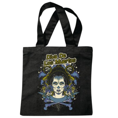 Tasche Beutel Baumwolltasche DIVA DE LOS MUERTOS SKULL BIKERSHIRT GOTHIC BIKE Ba