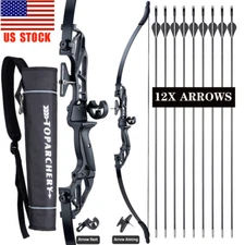 Archery 53" Takedown Recurve Bow / 12X Target Arrows / Quiver for Adult Beginner