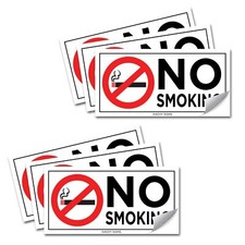 Set of 6 No Smoking Sticker - 2" x 4" - Durable Self Adhesive 4 Mil Vinyl -...