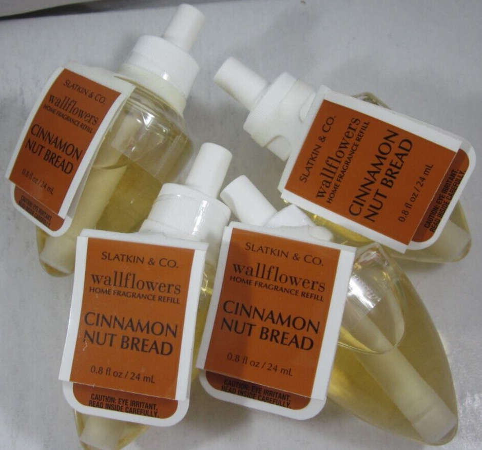 Enjoy the warm, cozy aroma of cinnamon nut bread with this pack of 4 Bath & Body Works Wallflower Refill Bulbs for your home