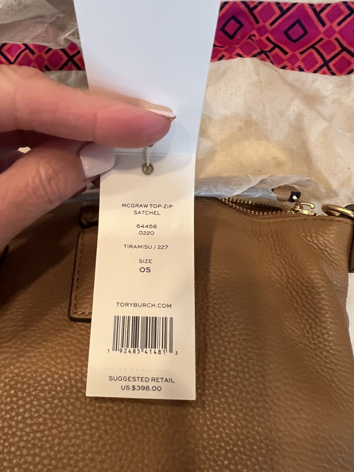 Tory Burch McGraw TopZip Satchel Bag Tiramisu/227 NWT eBay