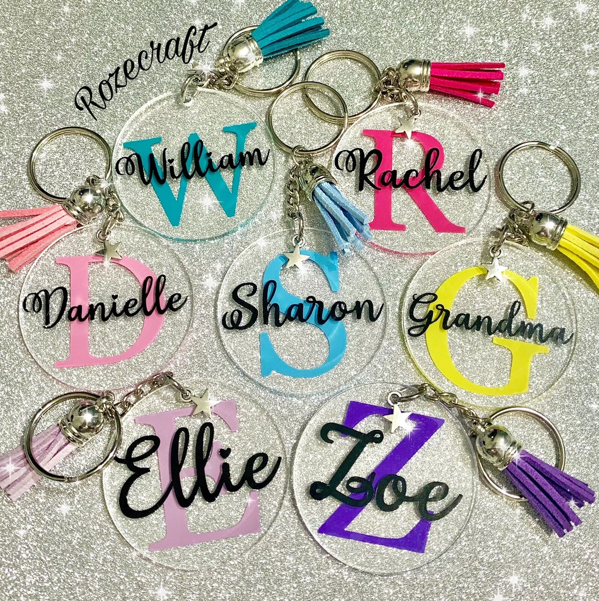 Personalised Keyring, Any Letter, Any Name, Any Colour, Novelty Gift,  Present