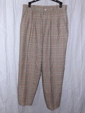 Vtg Womens Sz 14 FALL SEASON HARVEST PLAID DRESS PANTS Poly Rayon Knit Pleated