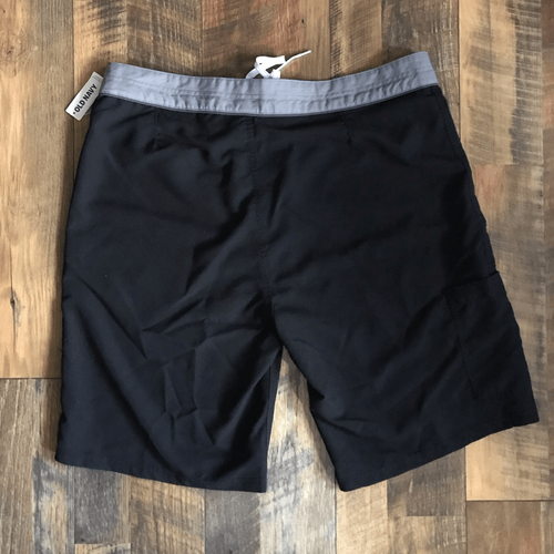 Old Navy men’s swim trunks shorts black ties unlined size 38 New with tags (W*) - Picture 2 of 3