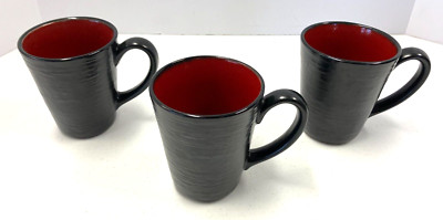 Red Solstice by Home MUGs  4 1/2'' Tall  SET  of 3      19
