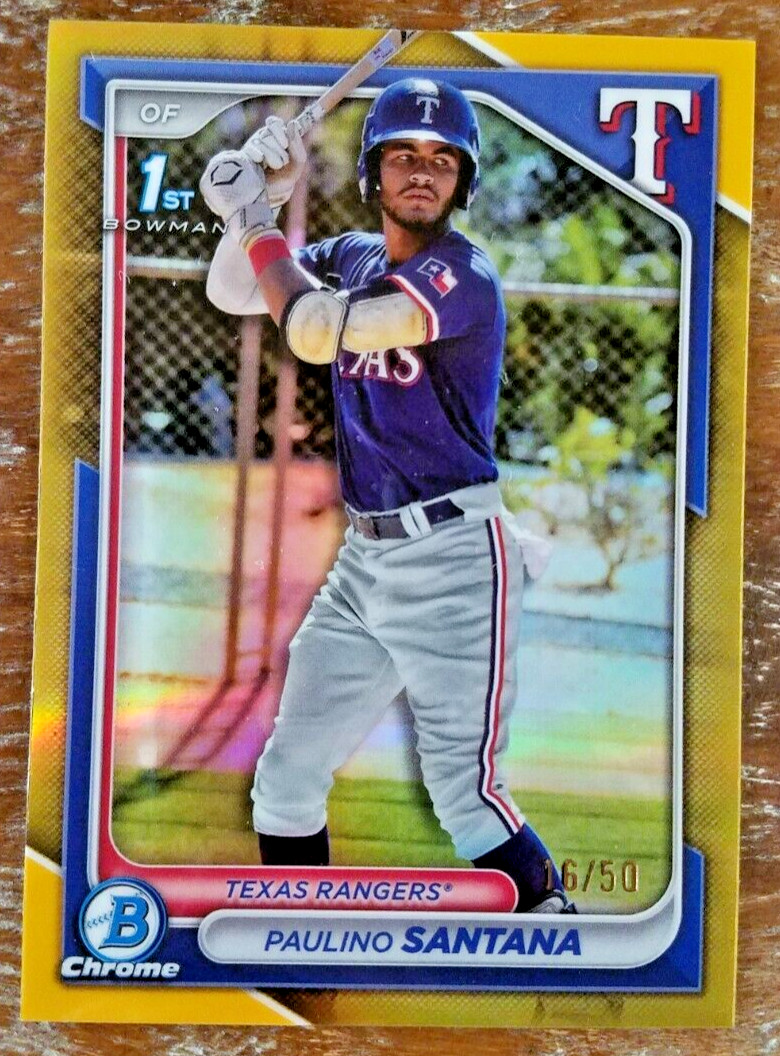 2024 Bowman Chrome Paulino Santana 1st True Gold Refractor Ref #/50 SP BCP-245