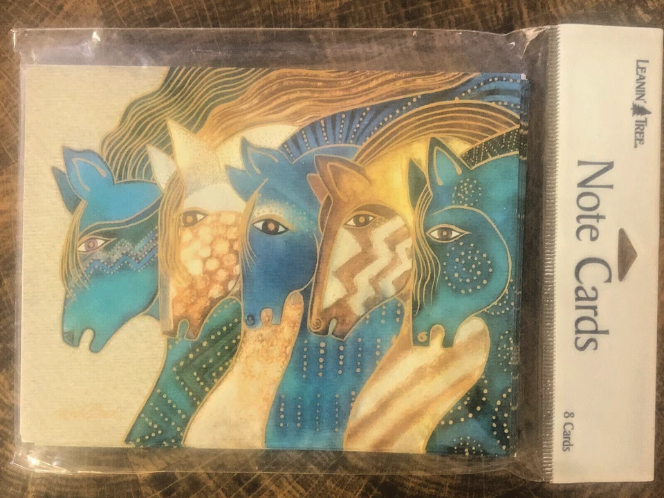 LEANIN’ TREE 8 Leanin Tree Note Cards The Art of Laurel Burch 4 COLORFUL HORSES