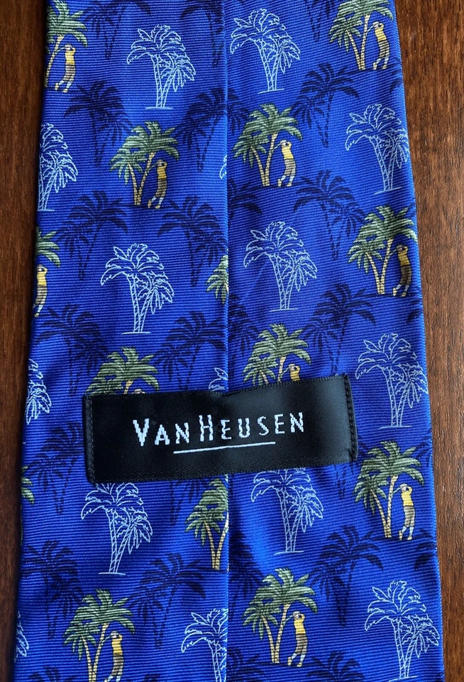 Corbata de golf para hombre azul seda 60 pulgadas de largo golfista golfista bajo palmeras Foto 3 de 4