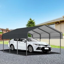 10x15 FT Heavy-Duty Metal Carport All-Weather Shelter for Cars Boats  Outdoor US