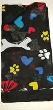 NEW WO/TAGS DOG PAW PRINTS BANDANA  HEAD GEAR BONE, HEART, PAW PRINTS