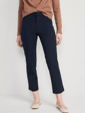 NWT Old Navy Blue High-Waisted Pixie Straight Ankle Pants sz 12  629561