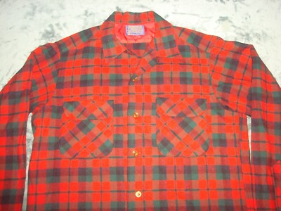 80s PENDLETON Buffalo checked Woolshirt VTG 80s PENDLETON RED