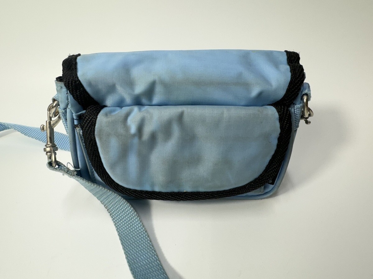 Vintage 90s Mudd Light Blue Crossbody Bag Purse Multiple Pockets Make Up Bag