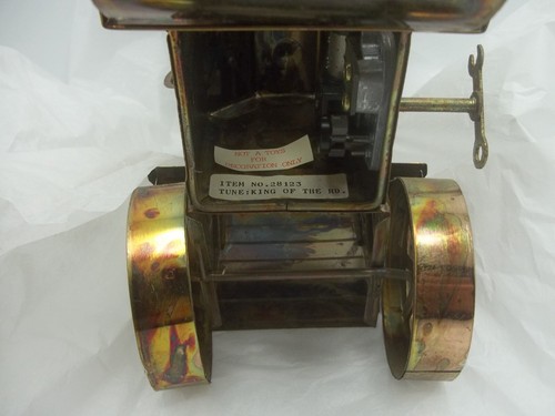 STEAMPUNK STEAMROLLER MUSIC BOX "KING OF THE ROAD" COPPER COLORED TIN VTG - Picture 7 of 8