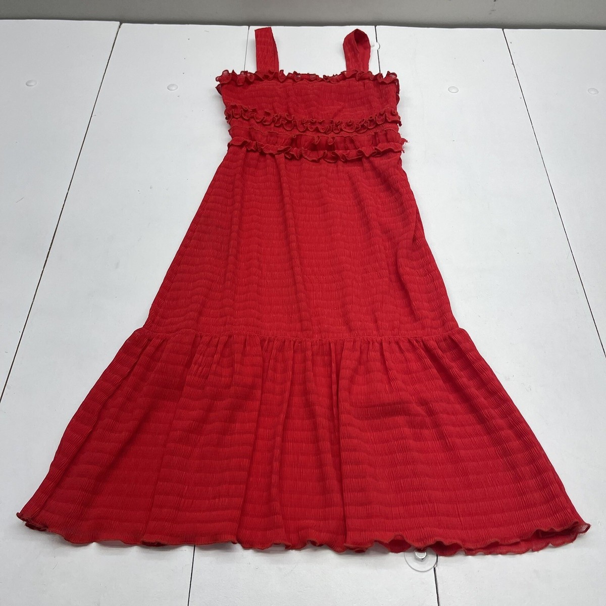 Farrow Red Tiered Ruffle MIDI Dress Women's Size XS | eBay