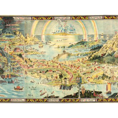 Sleigh 1918 Pictorial Fantasy Ancient Fairyland Map Canvas Wall Art Print Poster