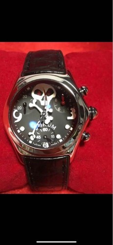 CORUM Bubble Jolly Roger Limited Chronograph Quartz Watch Black 196.260.20 w/Box