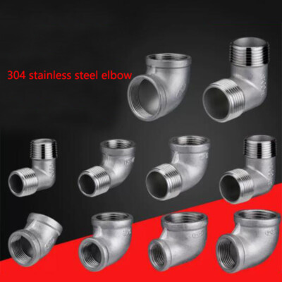 BSP 304 Stainless Steel 45°/90° Elbow Adaptors Pipe Fittings Connector Full Size