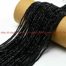 Wholesale 10 Strands Natural 2mm 3mm Faceted Black Spinel Round Loose Beads 15"