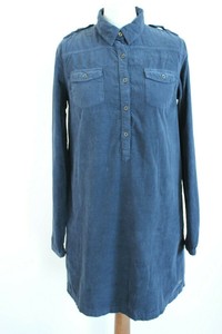 Pepe Jeans Bnwt Blu Indaco Manica Lunga Con Colletto A Bottoni Maglia Vestito M Ebay