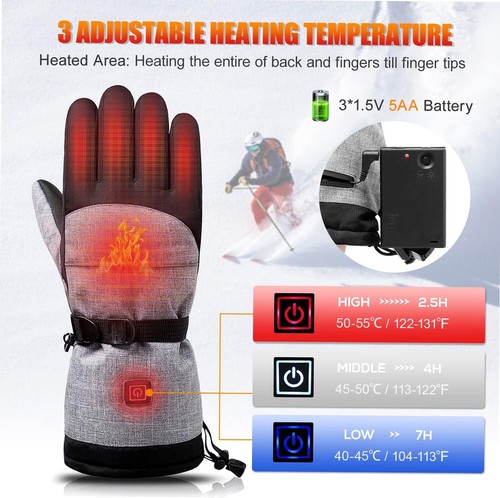 Electric Heated Gloves Battery Powered Winter Hand Warm 3 Adjustable Temp V5J1 - Picture 3 of 11
