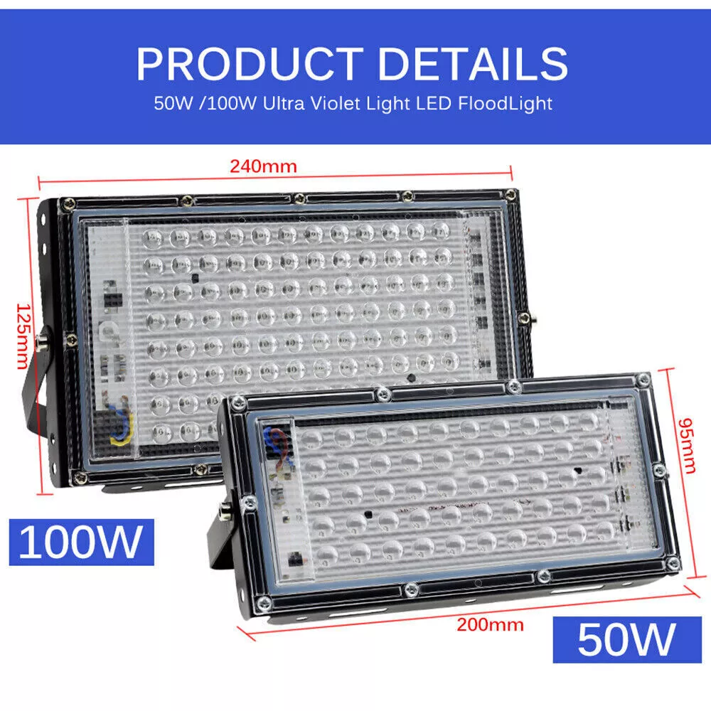 220V 110V 100W 50W UV Led Flood Light Floodlight Spotlight IP65