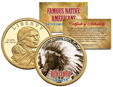 RED CLOUD Famous Native Americans Sacagawea Dollar US $1 Coin LAKOTA Indians