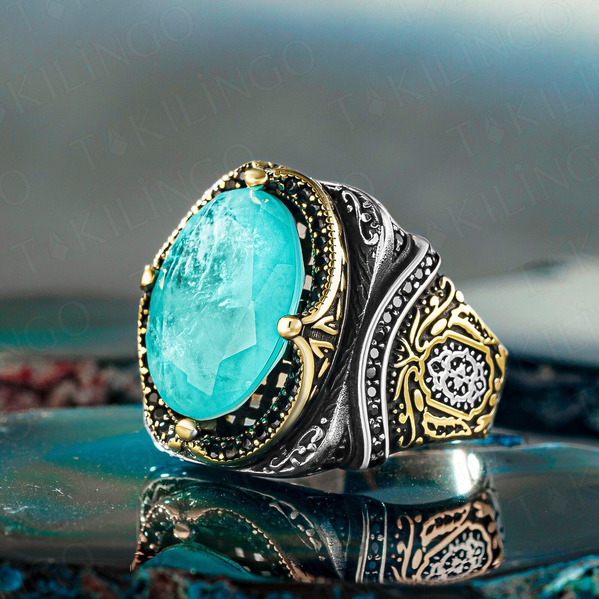 Handmade Natural Paraiba Tourmaline Genuine 925 Turkish Sterling